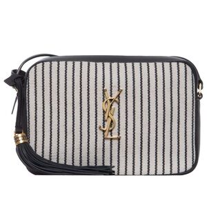 YSL  Black & White Stripe Canvas Lou Camera Bag
